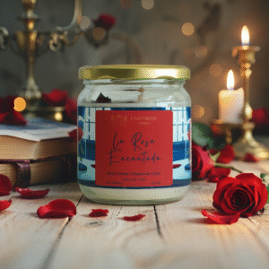 Vela Rosa, Madera de Cedro y Ámbar - La Rosa Encantada