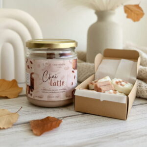 Pack Chai Latte – Canela, Vainilla y Maderas - Vela y Wax Melts