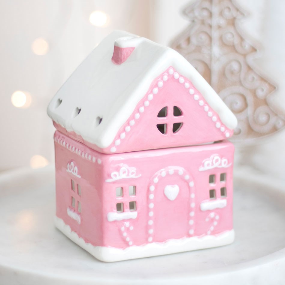 Quemador de Wax Melts Casita de Jengibre Rosa