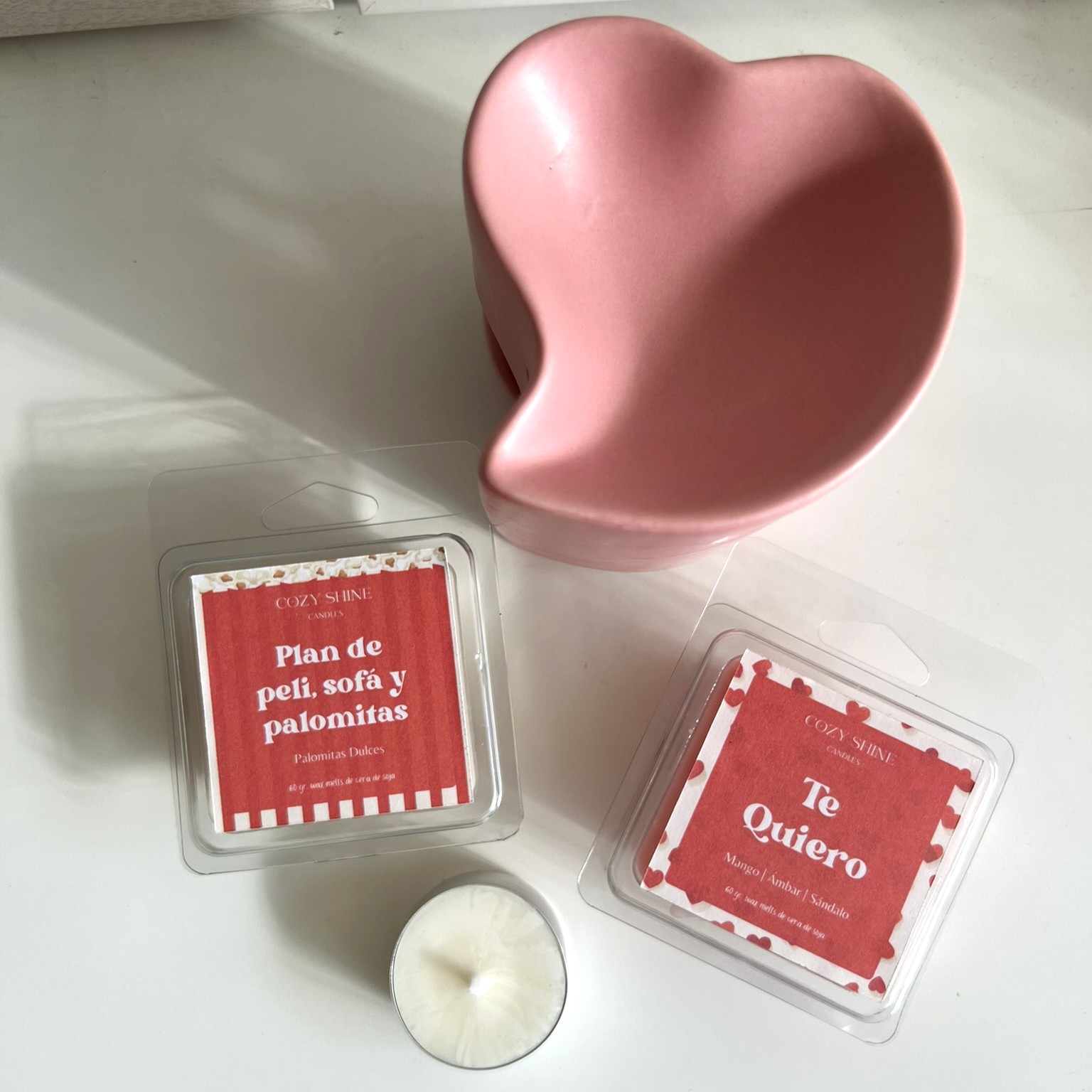 Pack Regalo San Valentín - Quemador, wax melts y velas de té - Imagen 2
