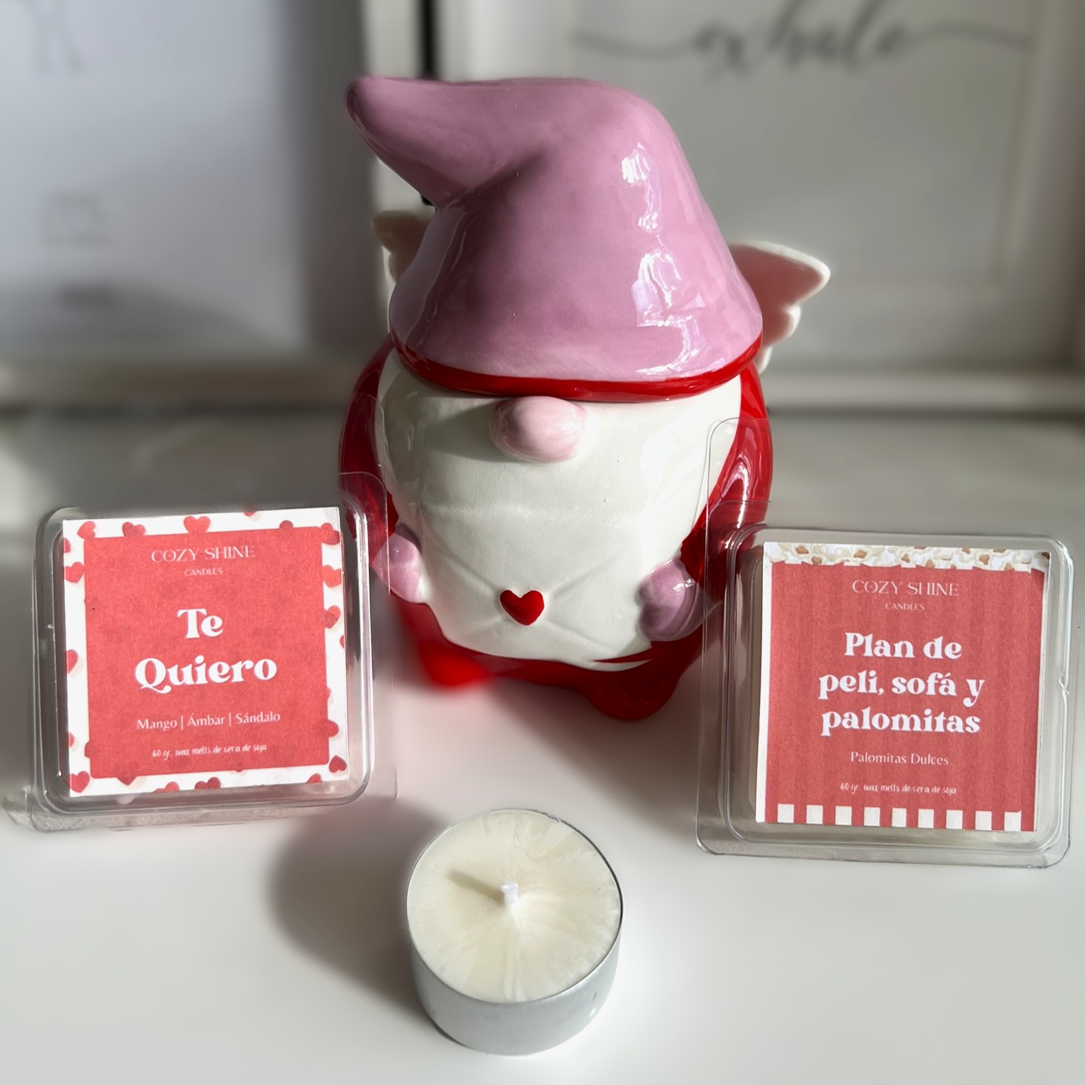 Pack Regalo Cupido - Quemador, wax melts y velas de té - Imagen 3