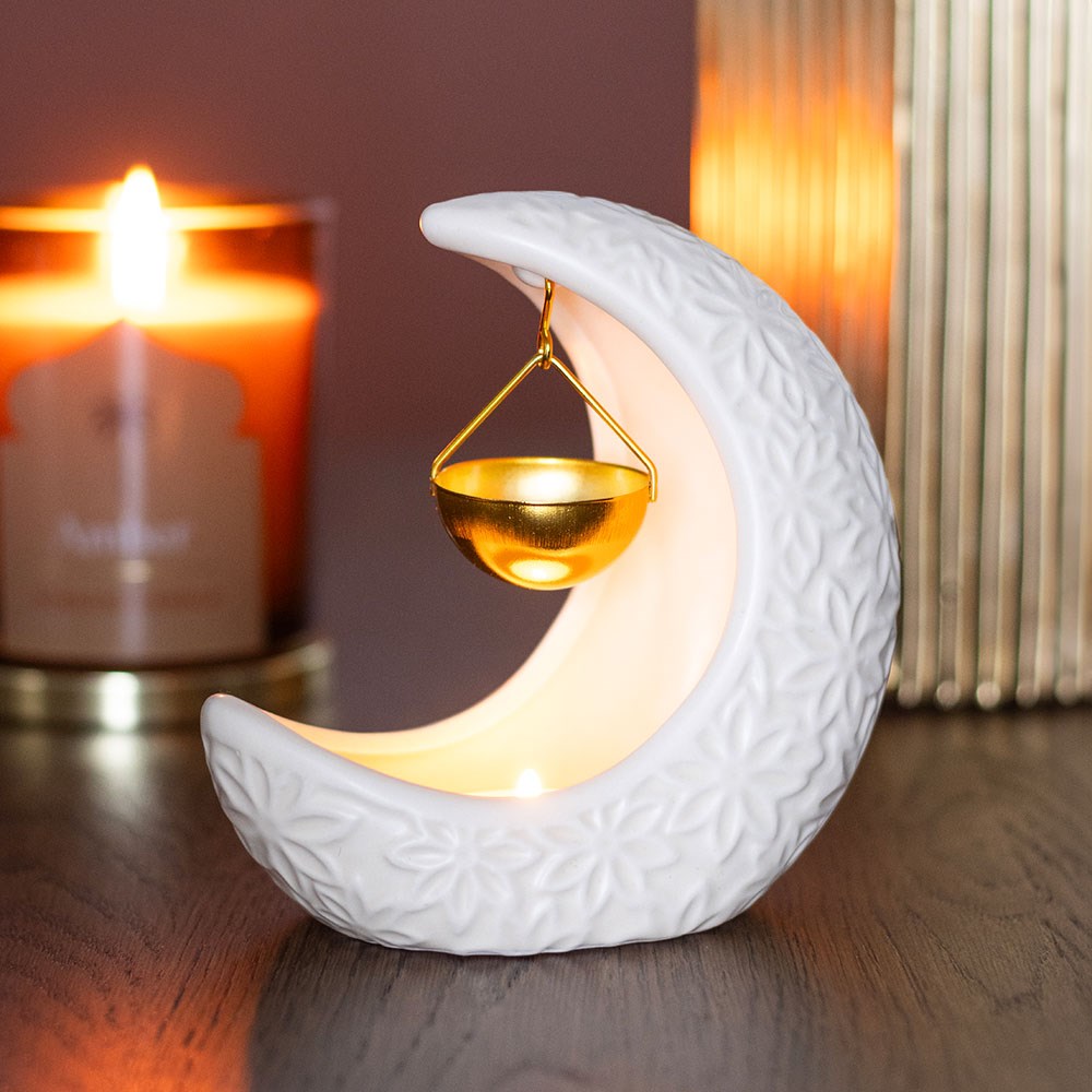 Quemador de Esencias Luz de Luna Blanca Floral